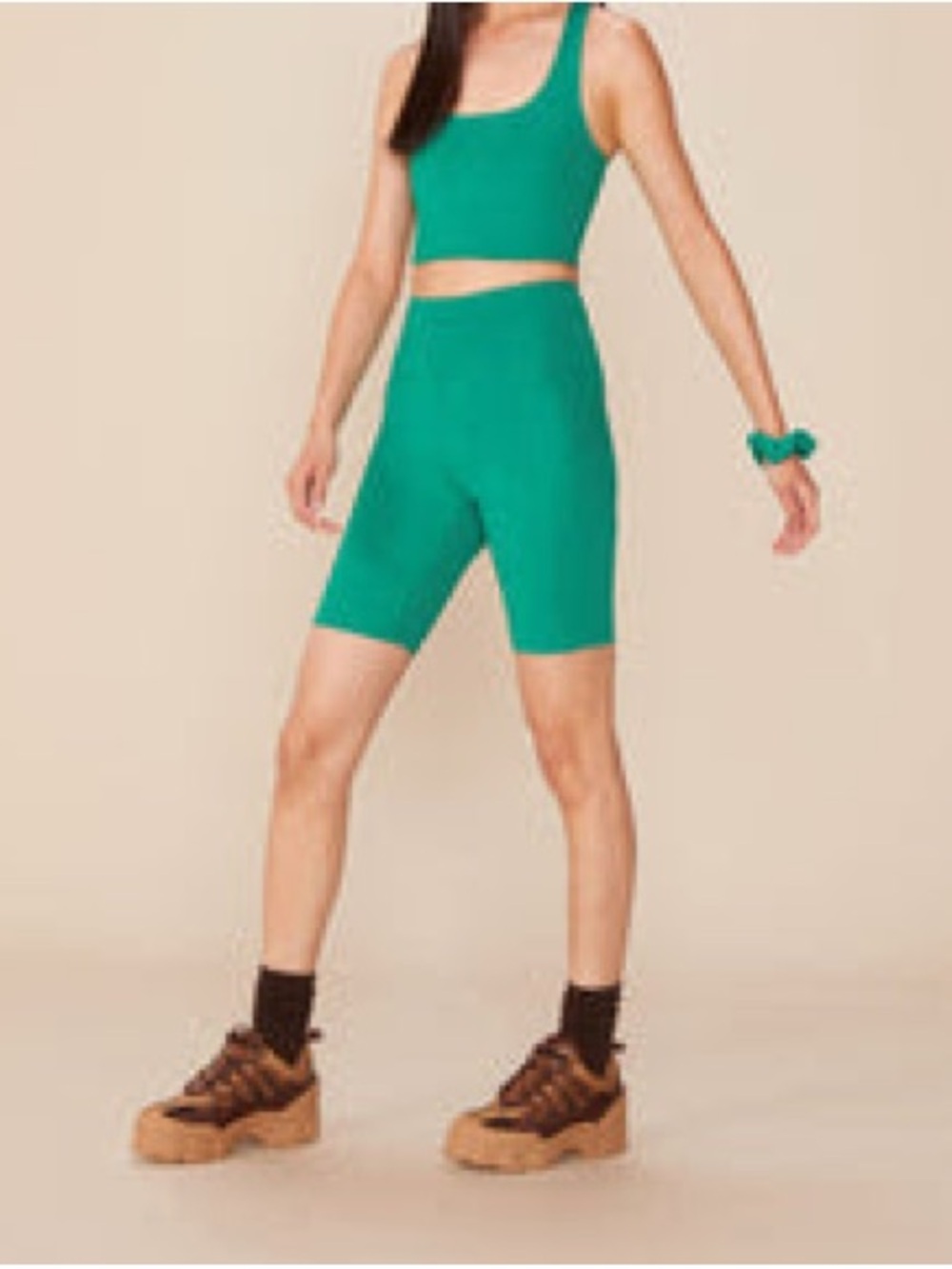 Girlfriend Collective High-Rise Bike Shorts Size L in Saguaro